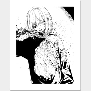 Ghoul Girl Black and White Manga Style Art Posters and Art